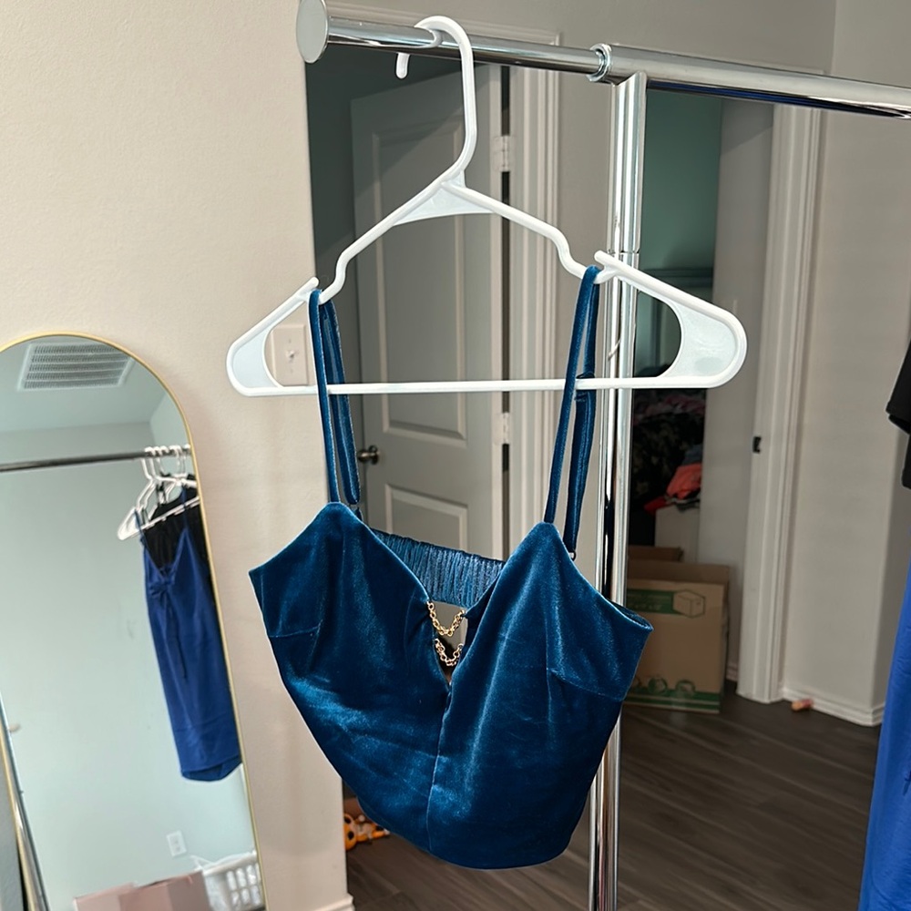 Blue Velvet Crop Top